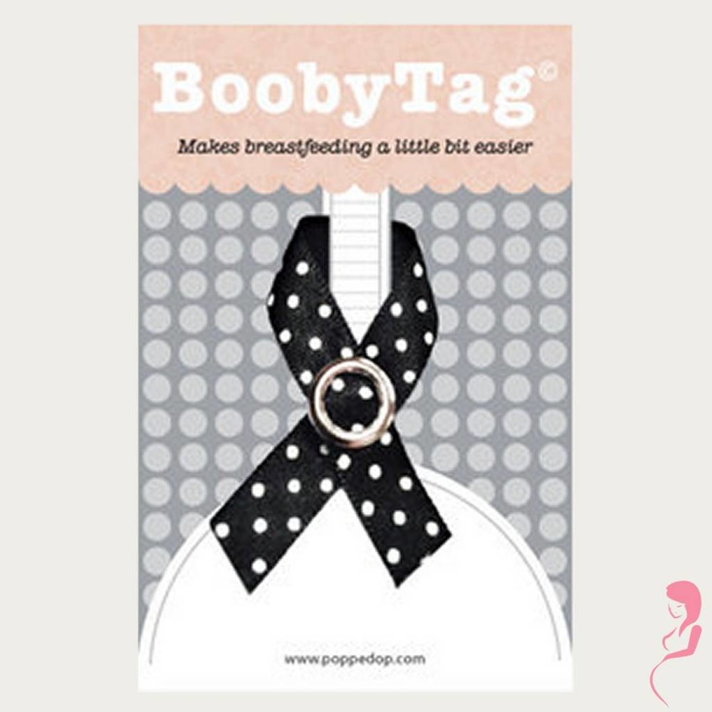 PoppeDop Boobytag Coco Zwart met Witte Stippen