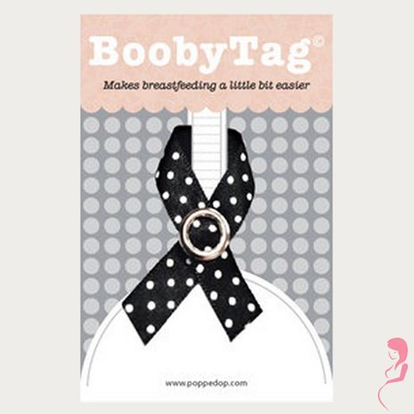 PoppeDop Boobytag Coco Zwart met Witte Stippen