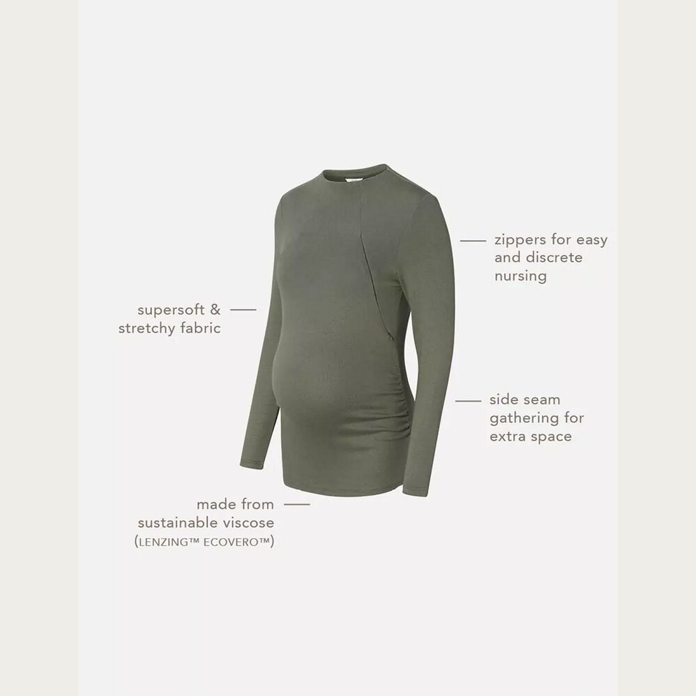 Noppies Zwangerschapstrui Voedingsshirt Rosa Olive Noppies Zwangerschapstrui Voedingsshirt Rosa Olive