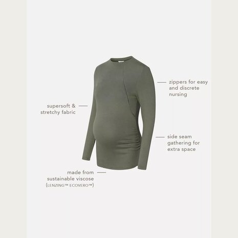 Noppies Zwangerschapstrui Voedingsshirt Rosa Olive Noppies Zwangerschapstrui Voedingsshirt Rosa Olive