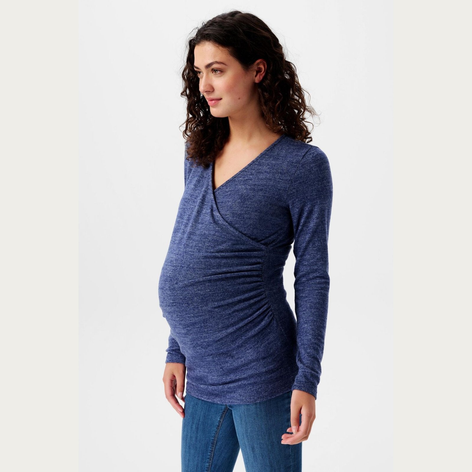 Zwangerschapsjurk Voedingsshirt Cross Over Blauw