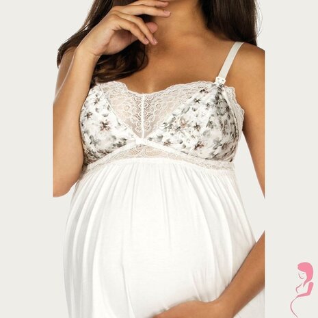 Lupoline Voedingsjurk Flower White -XXL Lupoline Voedingsjurk Flower White -XXL