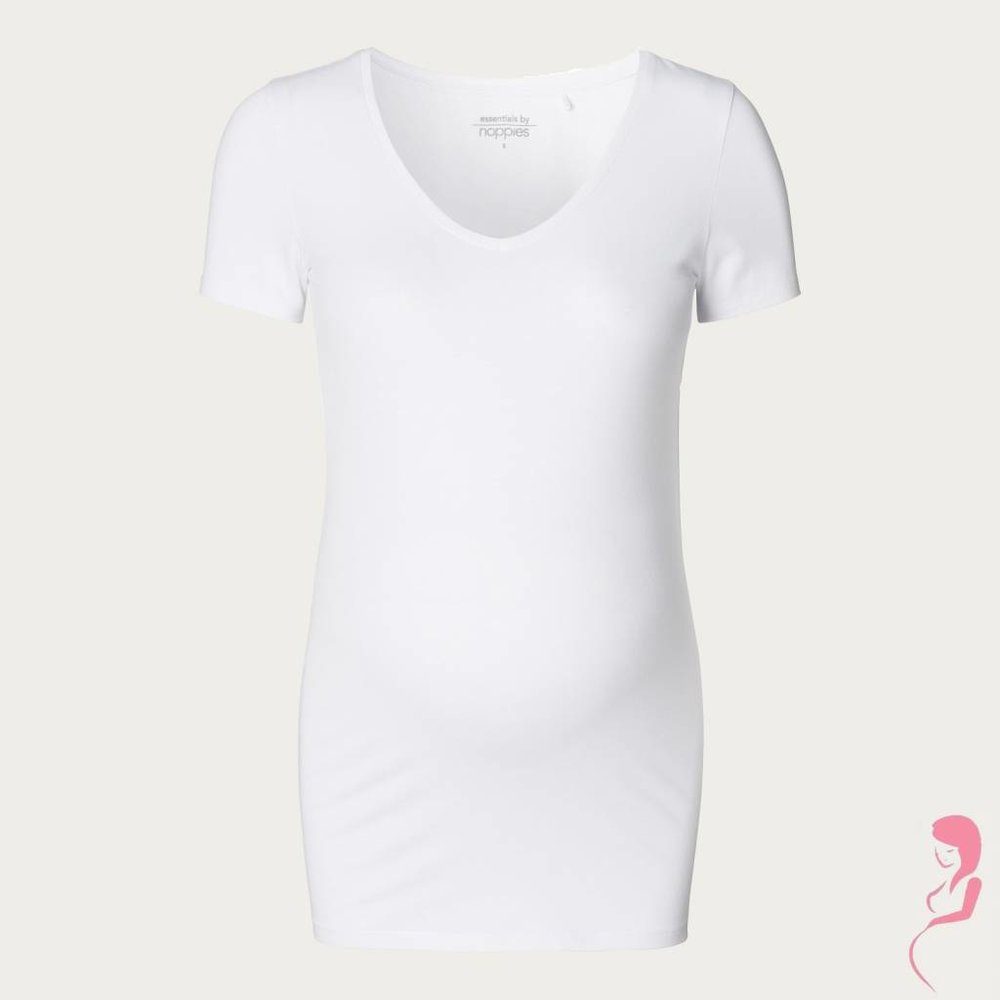 Noppies Zwangerschapsshirt Positieshirt V Hals Rome Mouw Wit