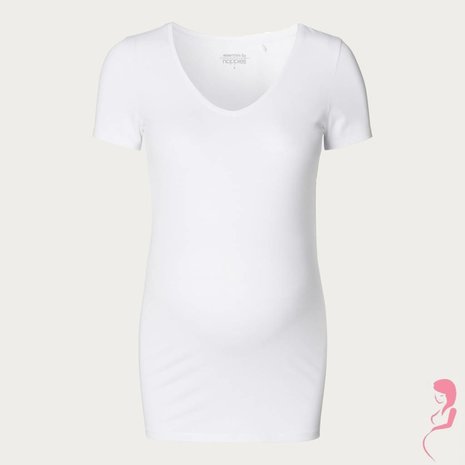 Noppies Zwangerschapsshirt Positieshirt V Hals Rome Mouw Wit