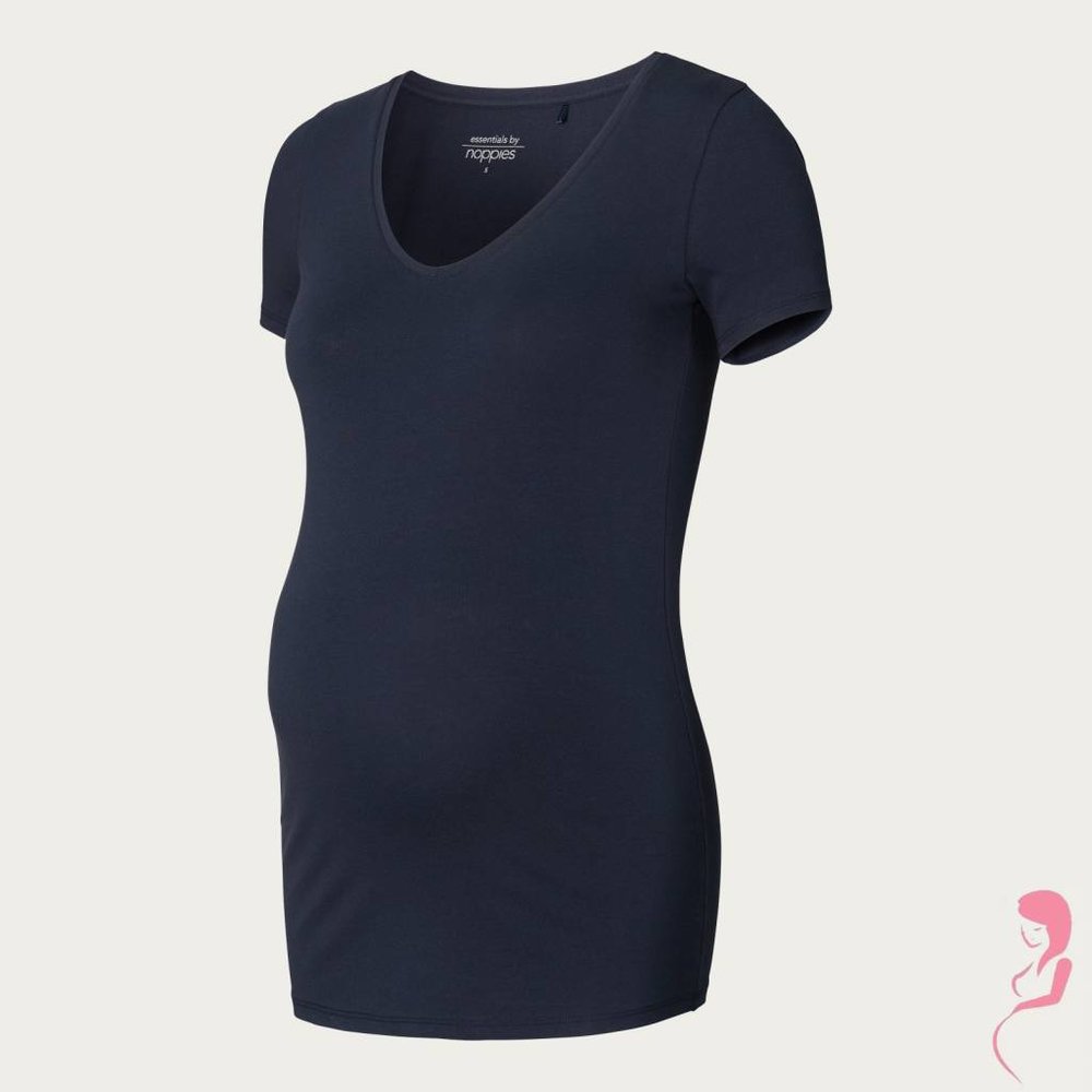 Noppies Zwangerschapsshirt Positieshirt V Hals Amsterdam Korte Mouw Donker Blauw Noppies Zwangerschapsshirt Positieshirt V Hals Amsterdam Korte Mouw Donker Blauw