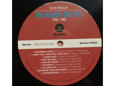 Elvis Presley The Number One Hits 1956-1962 - 33 RPM Vinyl Wax Time Label