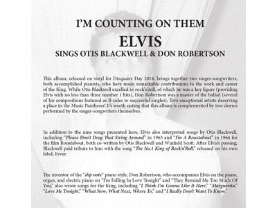 Elvis I'm Counting On Them On Colored Vinyl RSD  2024 VPI Label