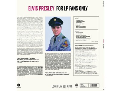 Elvis Presley - For LP Fans Only - Black Vinyl - 33 RPM Vinyl Wax Time Label