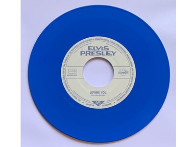 Elvis Presley Loving You - Blue Colored 45 RPM Vinyl Memphis Mansion Label