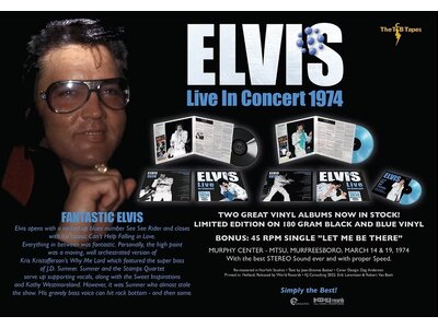 Elvis Live In Concert 1974 March 14 - 19 Murfreesboro 33RPM 2 LP Set - World Records Label