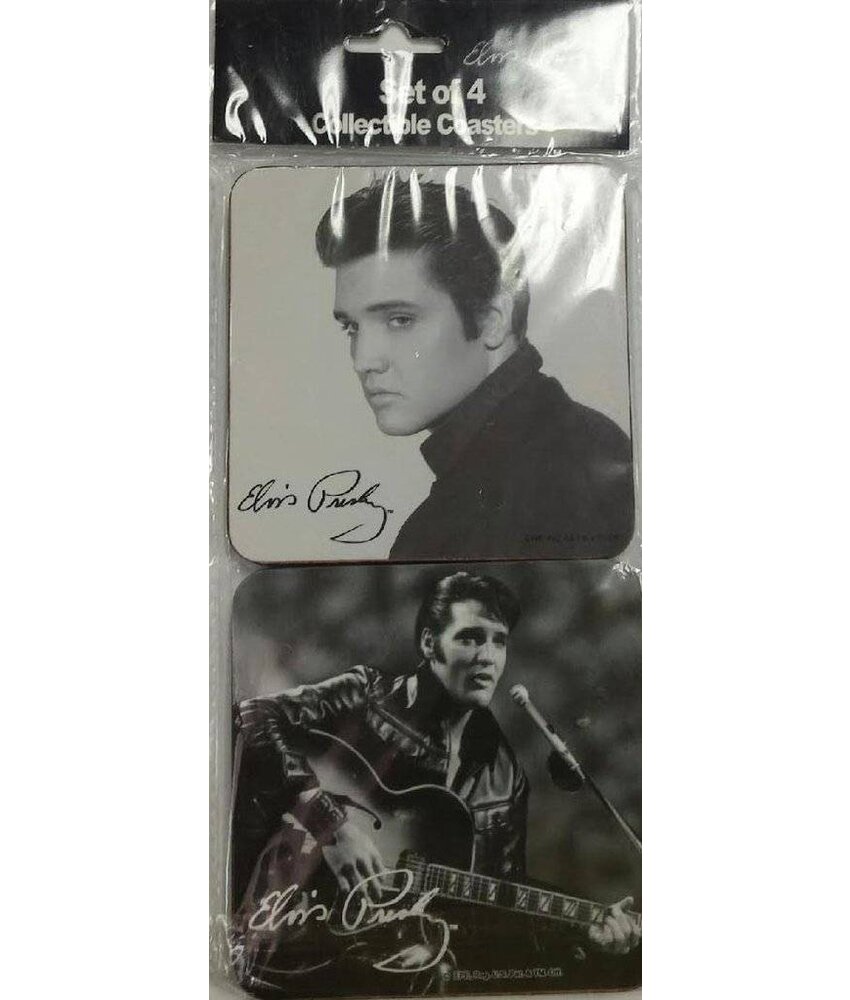 Onderzetters - Elvis - Zwart Wit - Set van 4