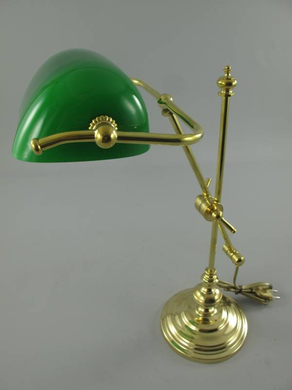 Bankerlampe Messing mit grünem Schirm - Villa Jähn