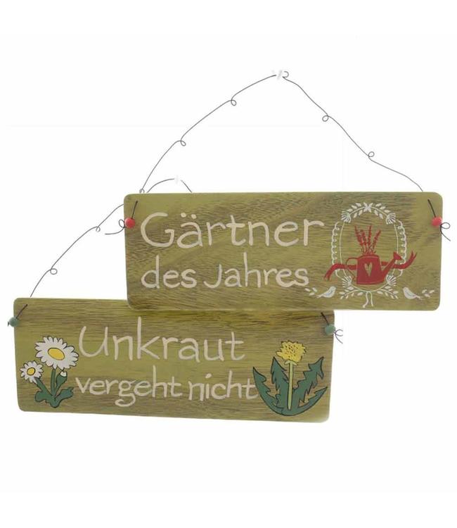 Deko-Schilder"Unkraut vergeht nicht" & "Gärtner des Jahres" Vintage
