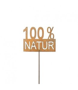 Metall Rankstab "100% Natur" Rostige Gartendeko