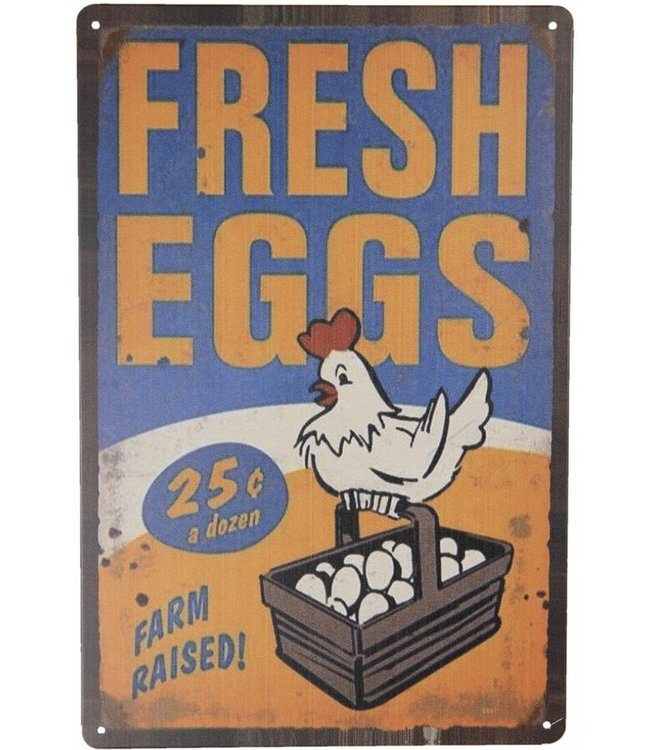Blechschild "Fresh Eggs" Vintage