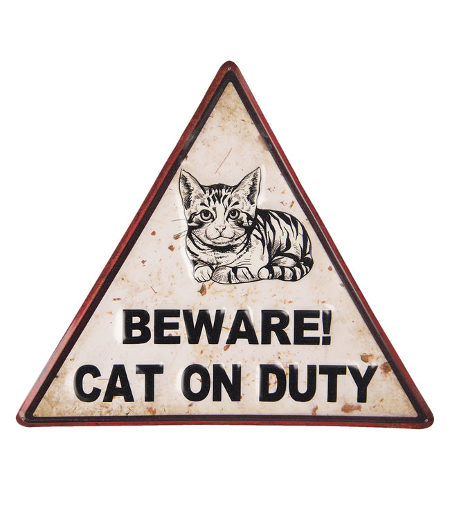 Warnschild "Katze - BEWARE! CAT ON DUTY" Vintage
