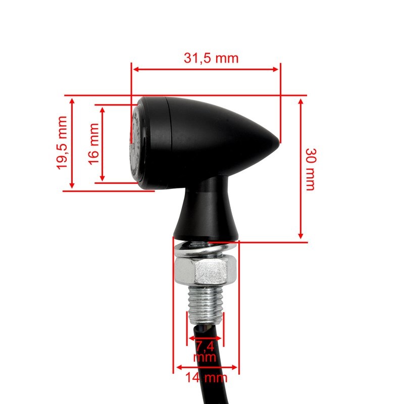 Micro Bullet LED Turnsignal black, ECE