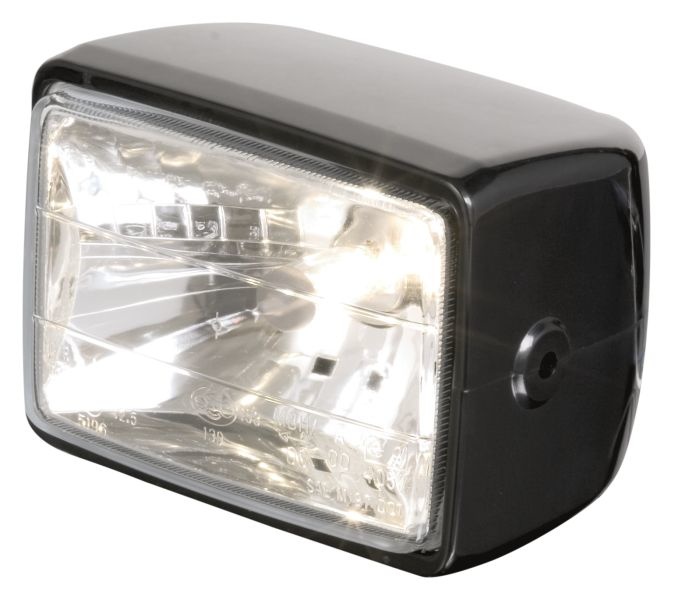 rechthoekige koplamp zwart met E-keur H4 12V 60/55W