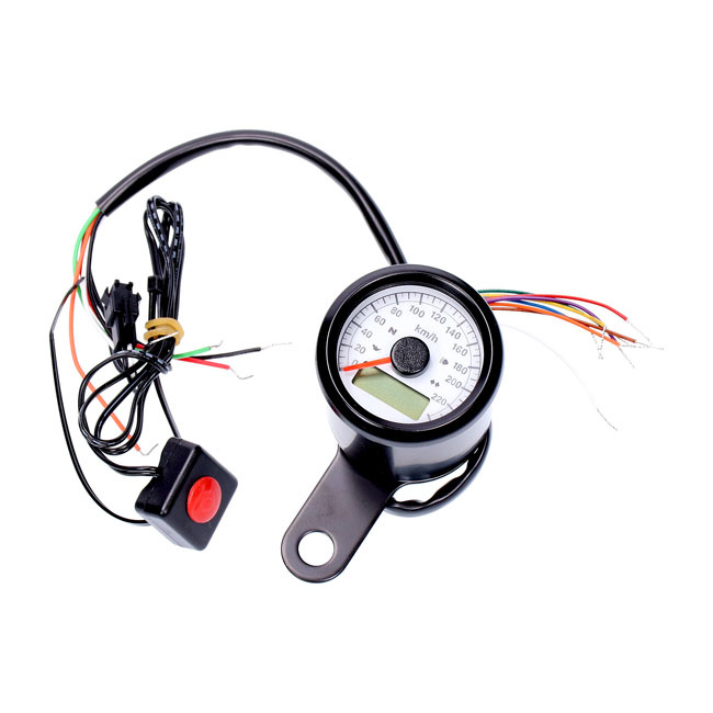 Electronic speedometer 48mm. Black, white face