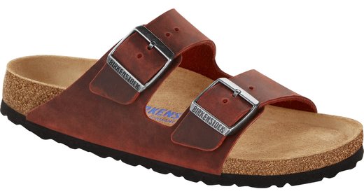 Birkenstock Arizona earth red olied leather soft footbed for normal feet