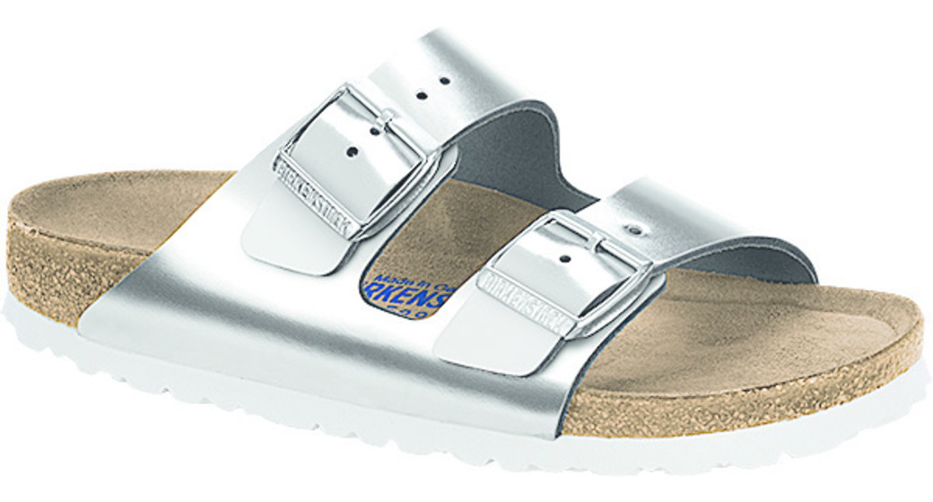 Birkenstock Arizona zilver metallic leer voor normale voet