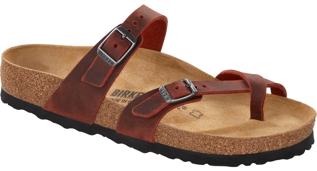 Birkenstock Mayari Earth Red geolied leer voor normale voet