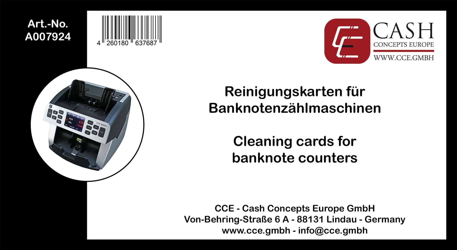 CCE Reinigungskarte für Banknotenzählmaschinen