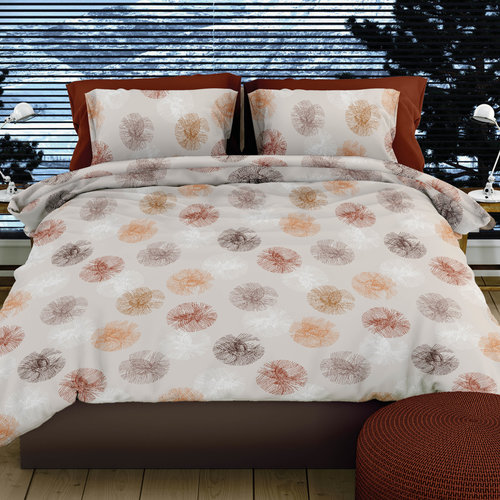 Romanette Flanel Dekbedovertrek Snowflakes Beige Terracotta Romanette Flanel Dekbedovertrek Snowflakes Beige Terracotta