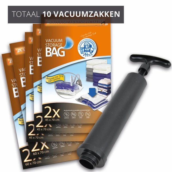 Pro Pakket Vacuumzakkentravel [Set 10 Zakken + Pomp]