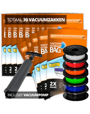 Pro XL Pakket Vacuumzakken voor Filament [Set 30 Zakken+Pomp]