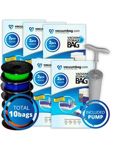 Vacuumbag.com Vacuumzakken voor Filament Pakket [Set 10 Zakken+Pomp]