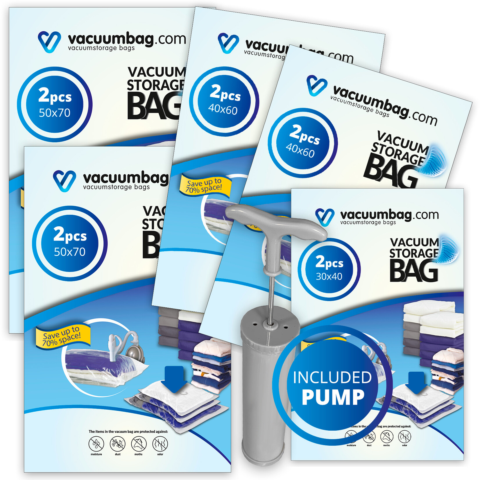 Vacuumbag.com Vacuumzakken Pakket Motorrijder [Set 10 zakken+pomp]