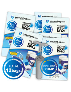 Vacuumbag.com Backpacker Vacuumzakken Pakket [Set 12 zakken+pomp]