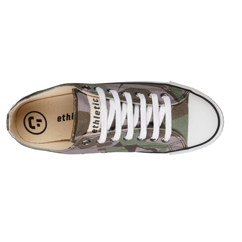 Ethletic Fair Trainer White Cap Lo Cut Camou Green | Just White