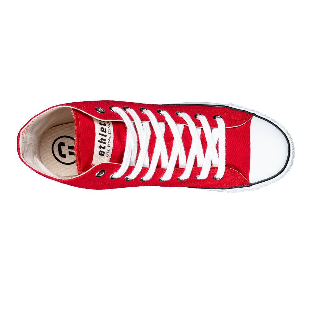 Ethletic Fair Trainer White Cap Hi Cut Cranberry Red | Just White
