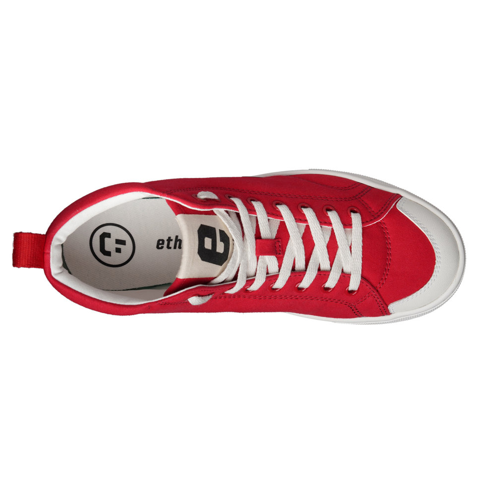 Ethletic Fair Trainer Active Hi Cut Cranberry Red | Just White