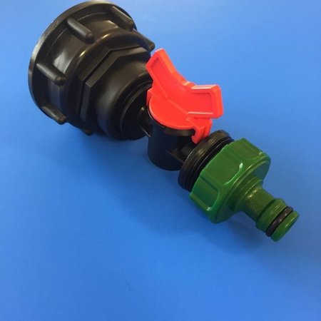 IBC Adapter, Grobgewinde S60x6 mit Mini-Absperrventil inkl. Gardena-System