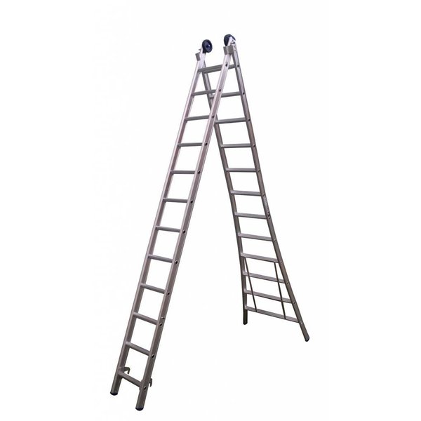 over verlamming het winkelcentrum Tweedelige ladder 2x8 Maxall blank I 4,50 meter werkhoogte - LadderHulp.nl