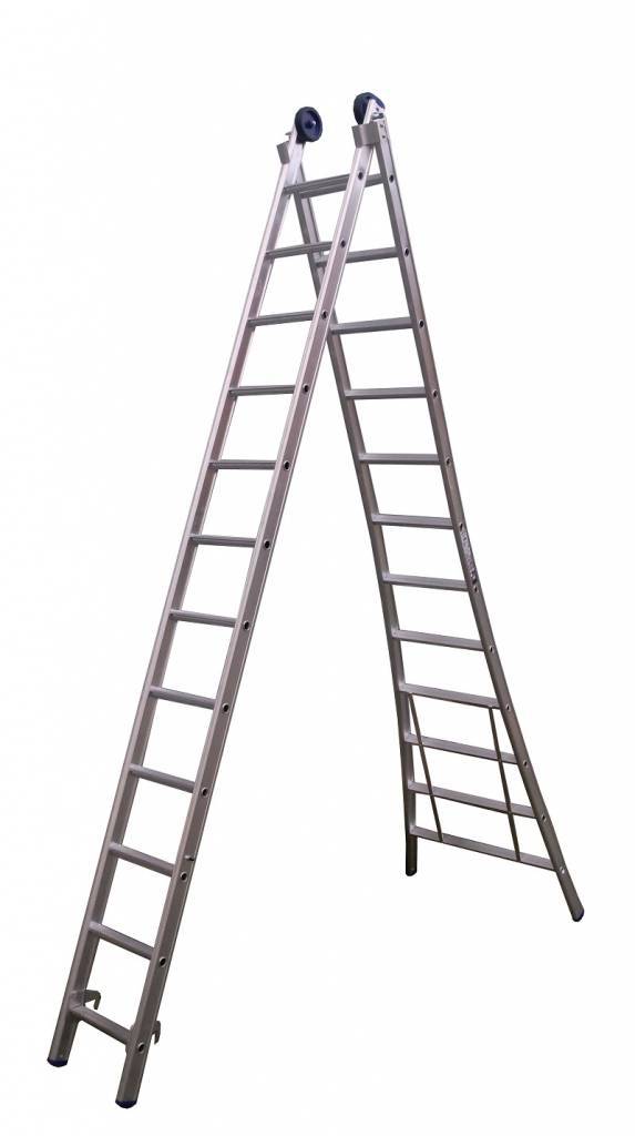 over verlamming het winkelcentrum Tweedelige ladder 2x8 Maxall blank I 4,50 meter werkhoogte - LadderHulp.nl