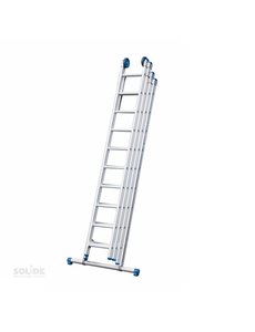 Solide Vierdelige ladder 4x10 recht met stabiliteitsbalk