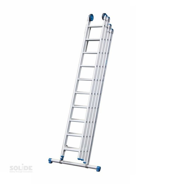 Vierdelige ladder 4x10 recht met stabiliteitsbalk