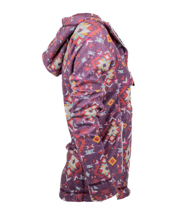 Giacca western in pile polare viola con cerniera