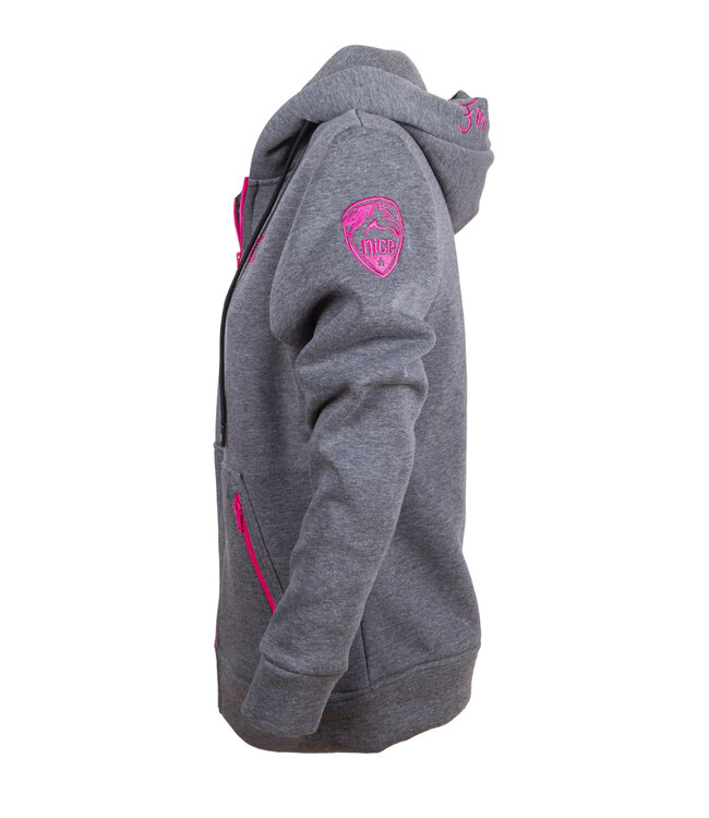 Fleece zip, pink-grey