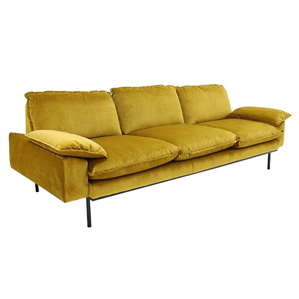 Retro sofa velvet - 3 seater - ochre - 225x83x75cm - HK Living - Petite  Lily Interiors