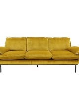 HK Living Retro sofa velvet - 3 seater - ochre - 225x83x75cm - HK Living