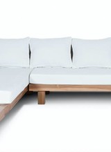 Dareels White outdoor sofa 'STRAUSS' - recycled teak and polyester - 300x250cm - Da