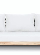 Dareels White outdoor sofa 'STRAUSS' - recycled teak and polyester - 214x82cm - Dareels