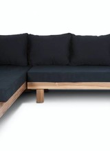 Dareels Black outdoor sofa 'STRAUSS' - recycled teak and polyester - 300x250cm