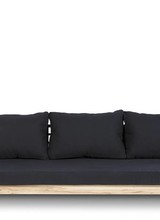 Dareels Sofá de exterior STRAUSS - polyester y teca reciclada - negro  - 214x82cm - Dareels