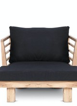 Dareels Fauteuil de Jardin 'STRAUSS' - teck recyclé et polyester - noir - 84x82cm - Dareels